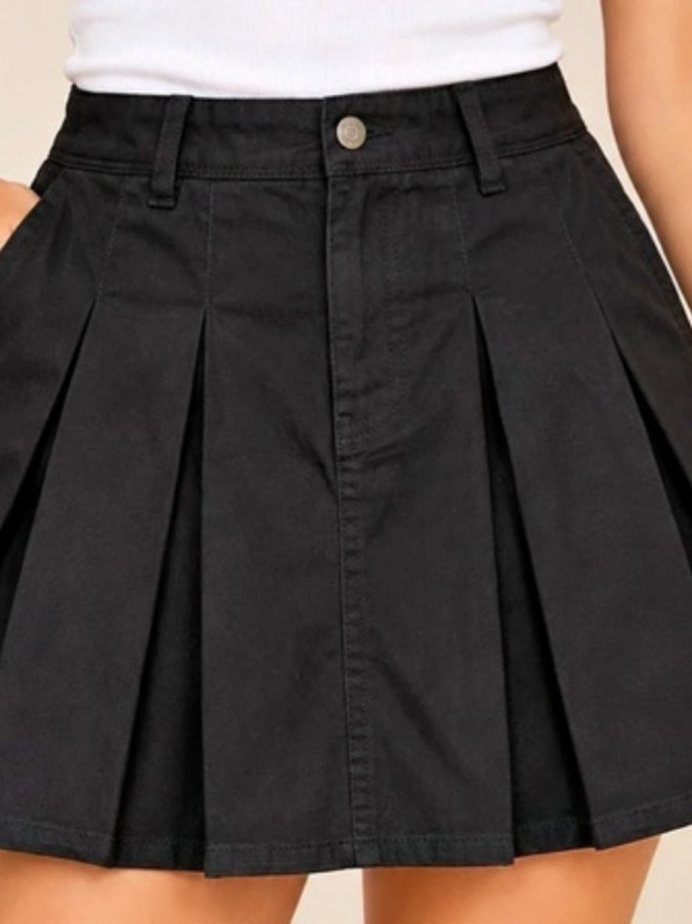 NWT 28Old Navy Black Pleated A-Line Skirt Women’s M Preppy Casual